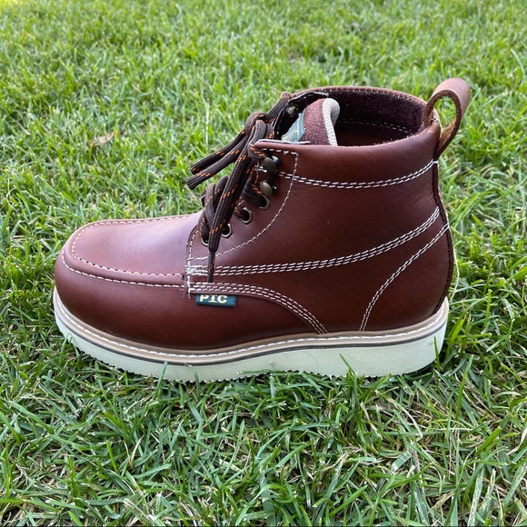 Men’s SEEL TOE Leather Work Boots Shedron lace-up Soft Comfy & lightweight 950 - Picture 2 of 5